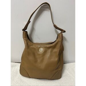 Tory Burch tan pebbled leather shoulder bag